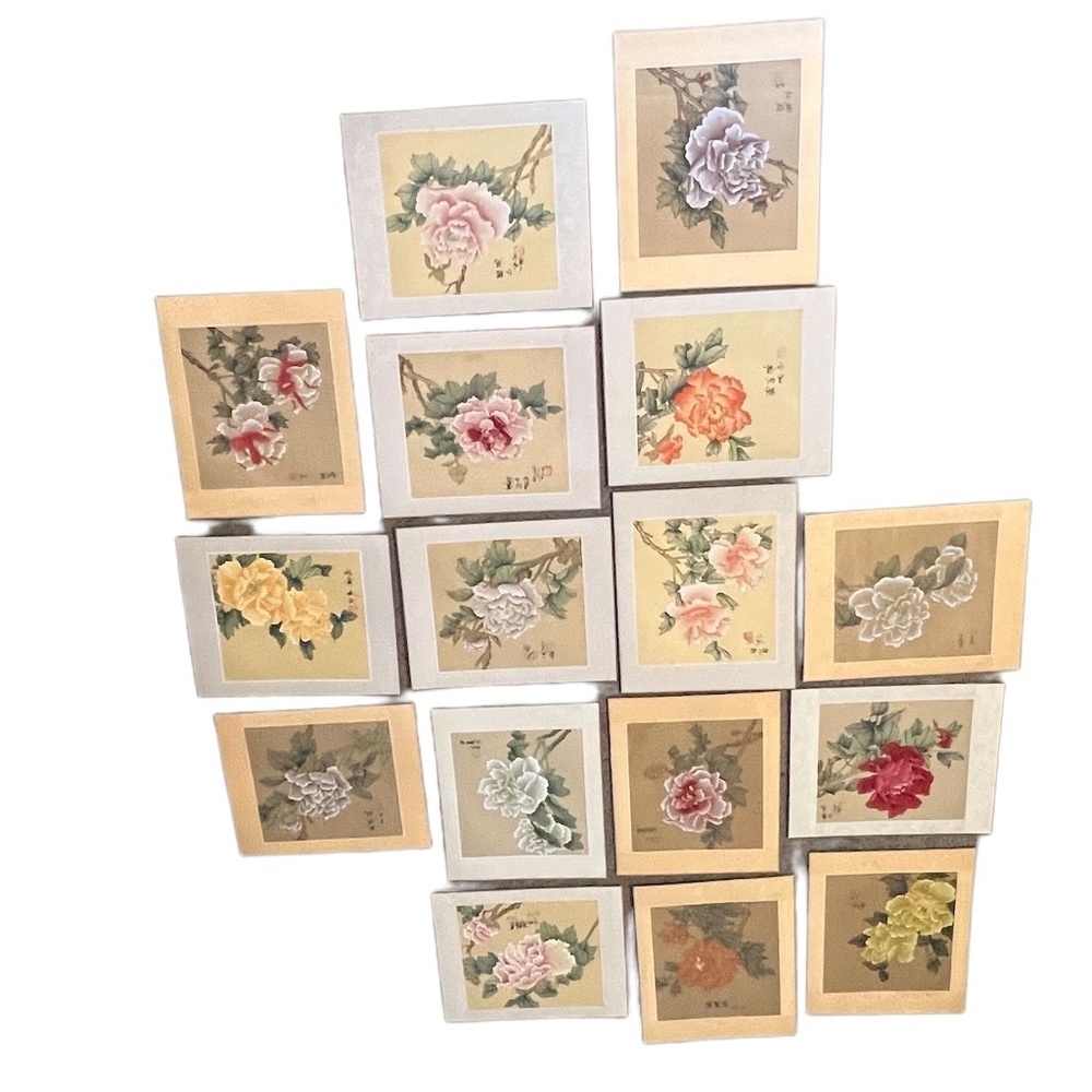 Set of‎ 16 Original Chinese Watercolor Painting on Silk